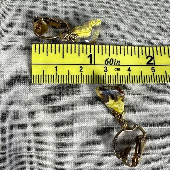 Vintage Bumblebee Jasper Clip On Earrings - Picture 2 of 13